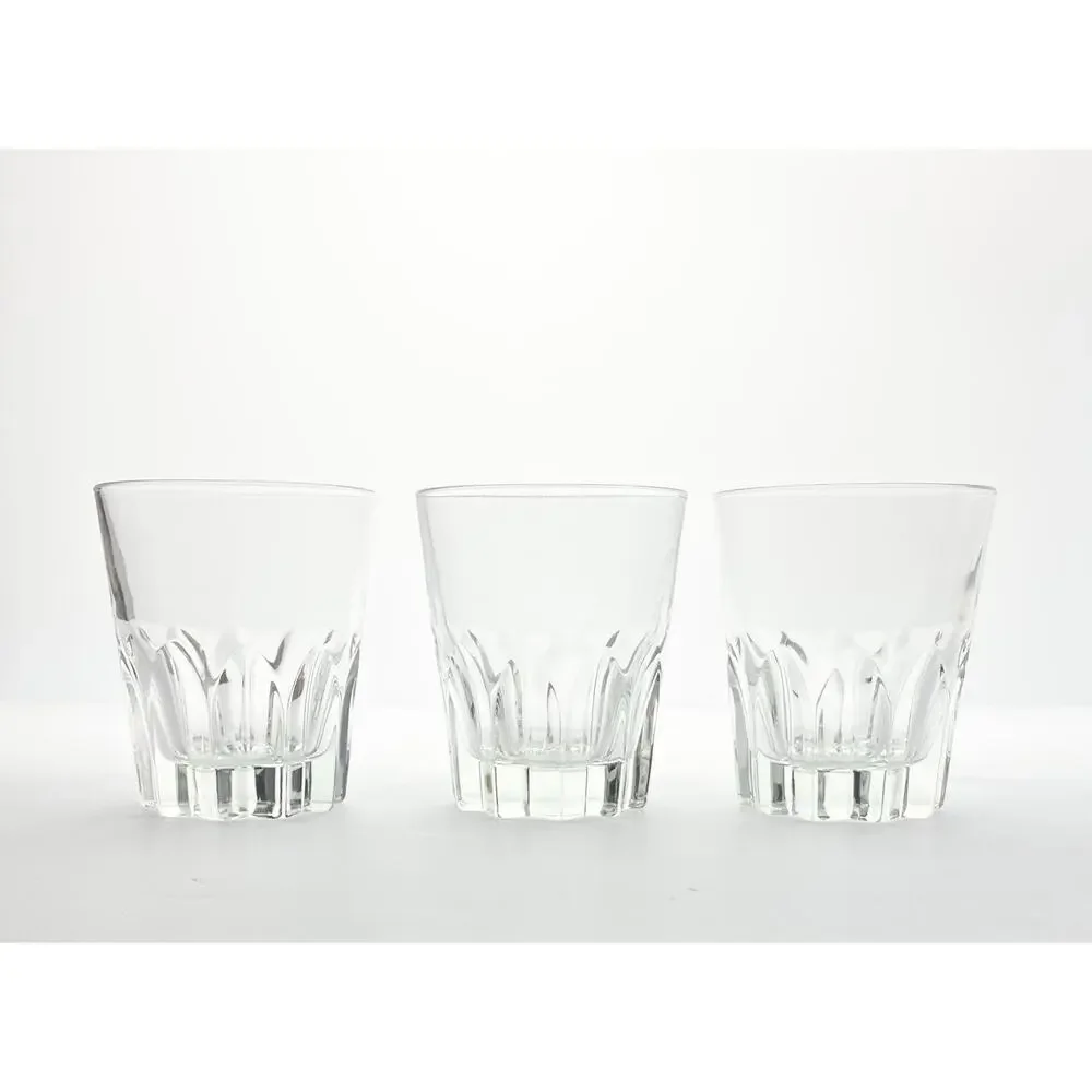 1980s Vintage Italian 3 Tumbler Old Fashioned Cocktail Glasses 4” 10oz Barware